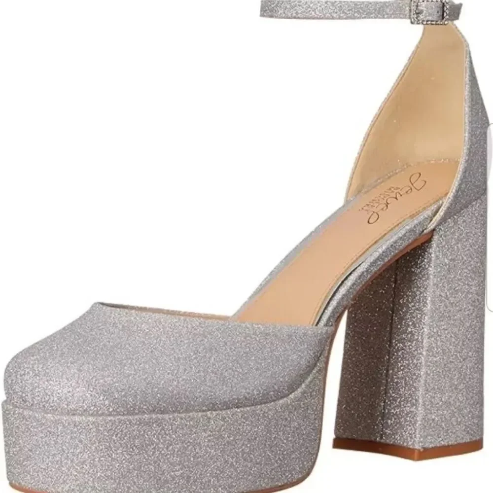 Jewel Badgley Mischka Jayda Platform Pumps Silver size 10 NWT $249